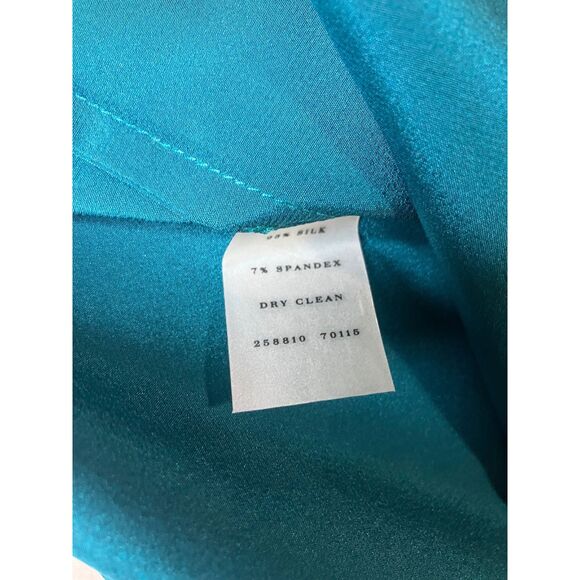 Ann Taylor Silk Blouse Size 10 Teal - NWT Cowl Neck Cap Sleeve - Picture 3 of 7